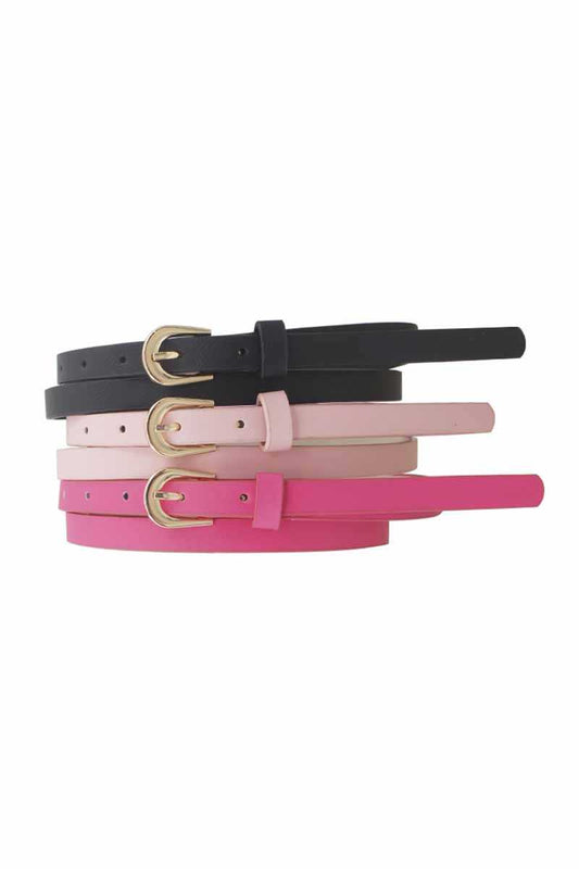 Basic U Buckle Trio Skinny Belt - Absolute Fashion 2020