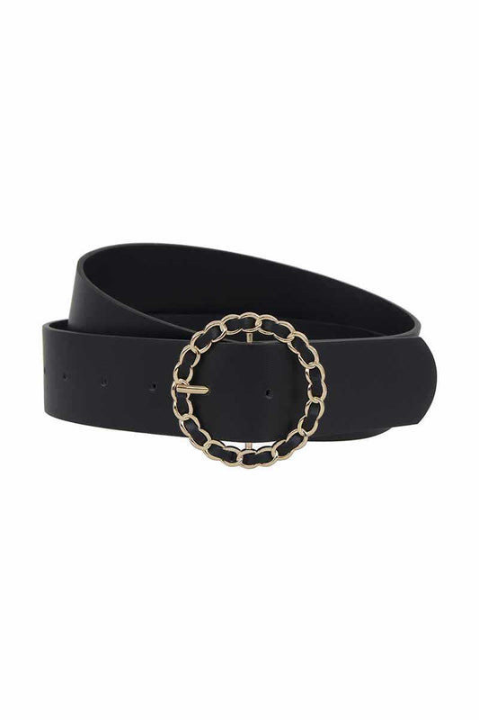 Pu Looped Circle Chain Buckle Belt - Absolute Fashion 2020