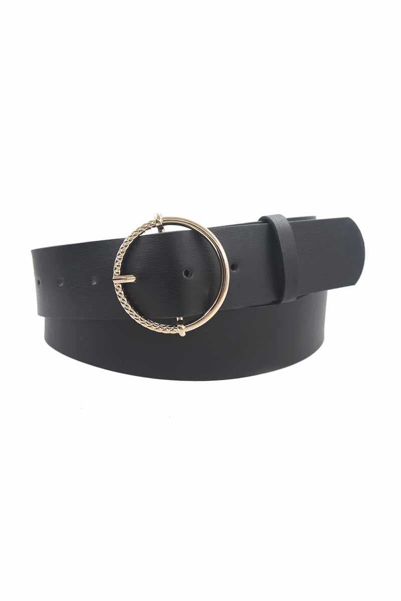 Half Textured Circle Buckle Belt - Absolute Fashion 2020