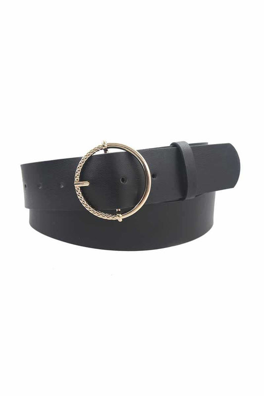 Half Textured Circle Buckle Belt - Absolute Fashion 2020