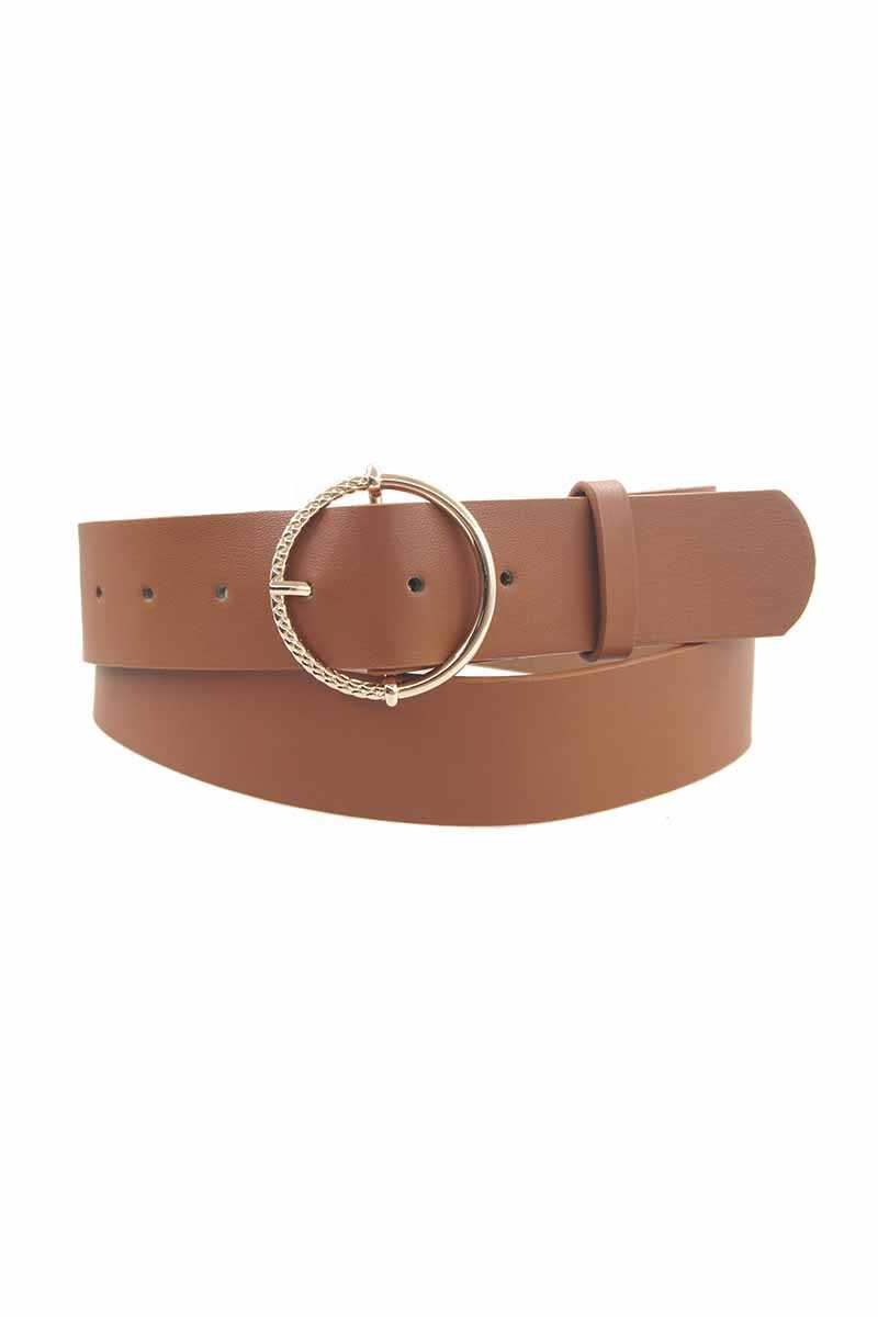 Half Textured Circle Buckle Belt - Absolute Fashion 2020