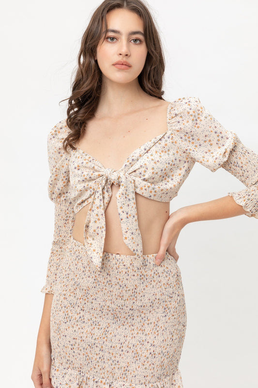 Front Tie Woven Printed Top - Absolute Fashion 2020
