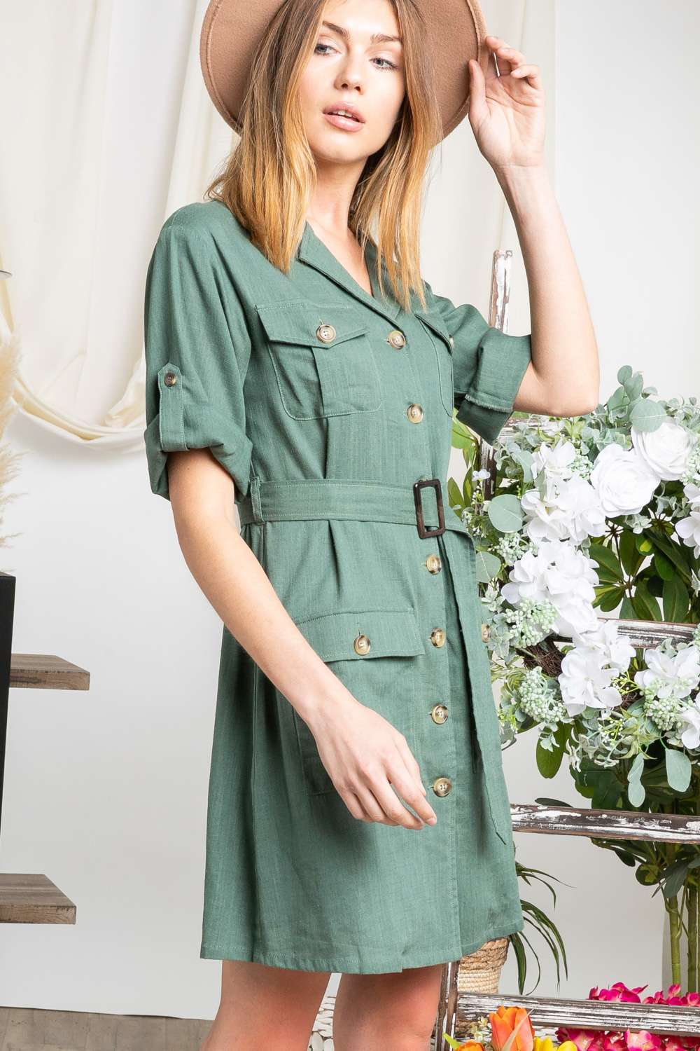 Drop Shoulder With Saist Tie Belted Dress - Absolute Fashion 2020