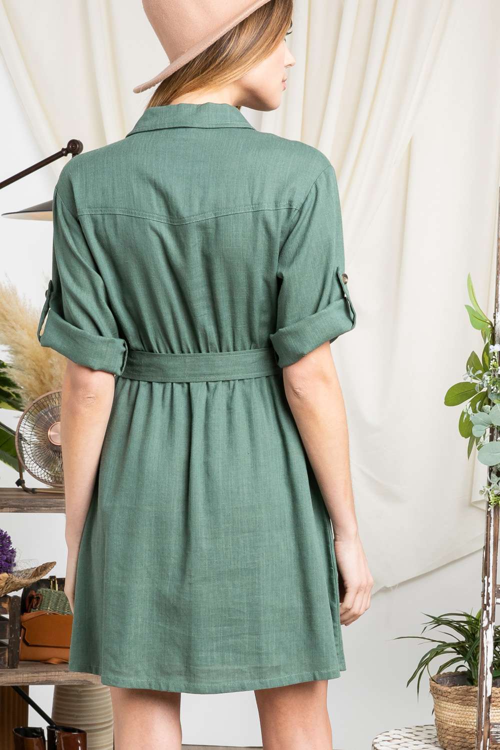 Drop Shoulder With Saist Tie Belted Dress - Absolute Fashion 2020