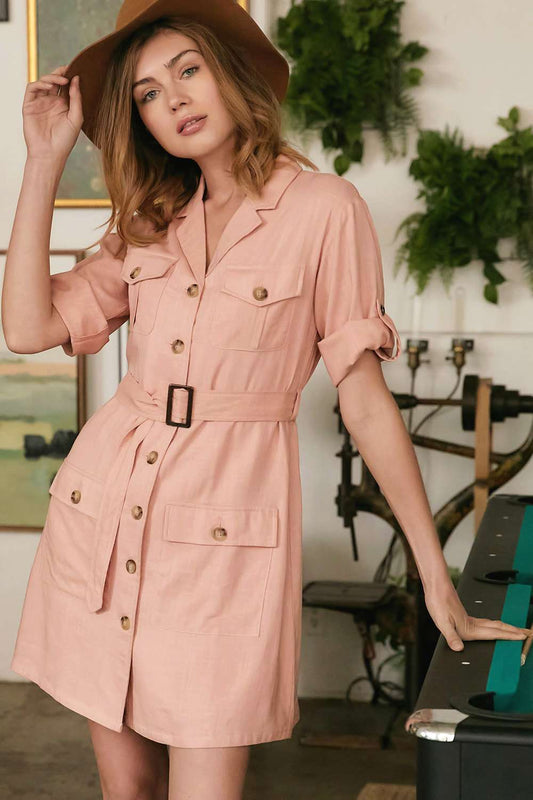 Drop Shoulder With Saist Tie Belted Dress - Absolute Fashion 2020