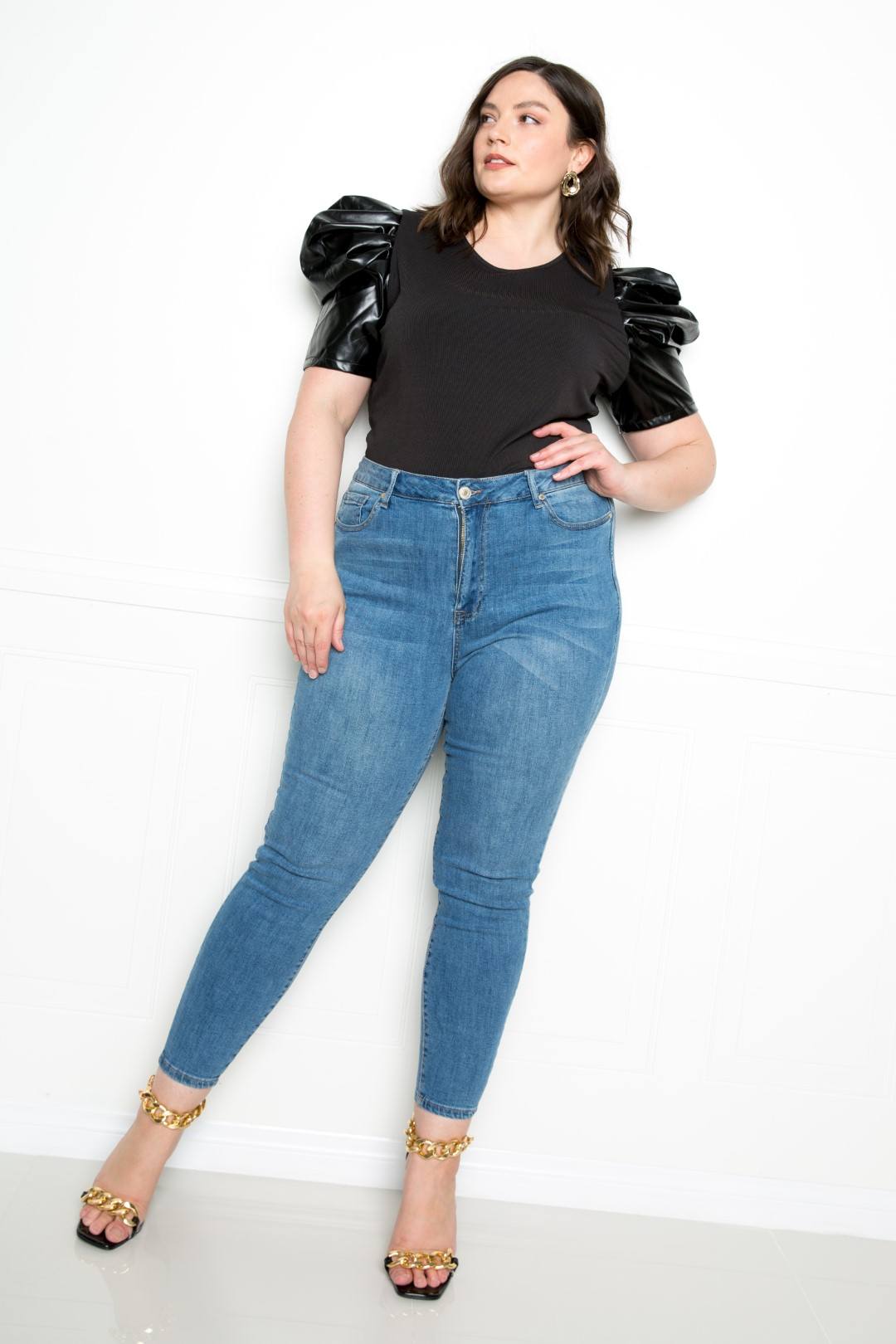 Faux Leather Puff Sleeve Top - Absolute Fashion 2020
