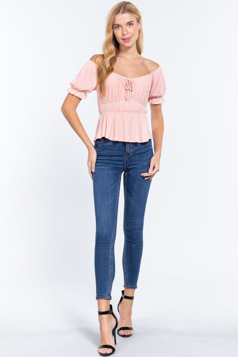 Short Off Shoulder Knit Gauze Top - Absolute Fashion 2020