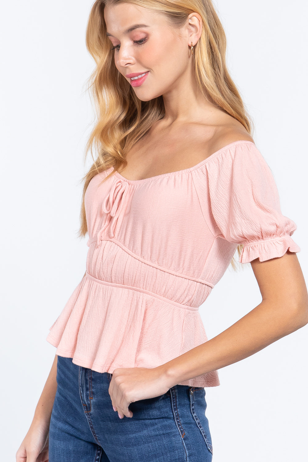 Short Off Shoulder Knit Gauze Top - Absolute Fashion 2020