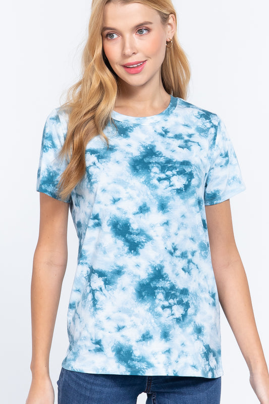 Short Slv Tie-dye Cotton Jersey Top - Absolute Fashion 2020