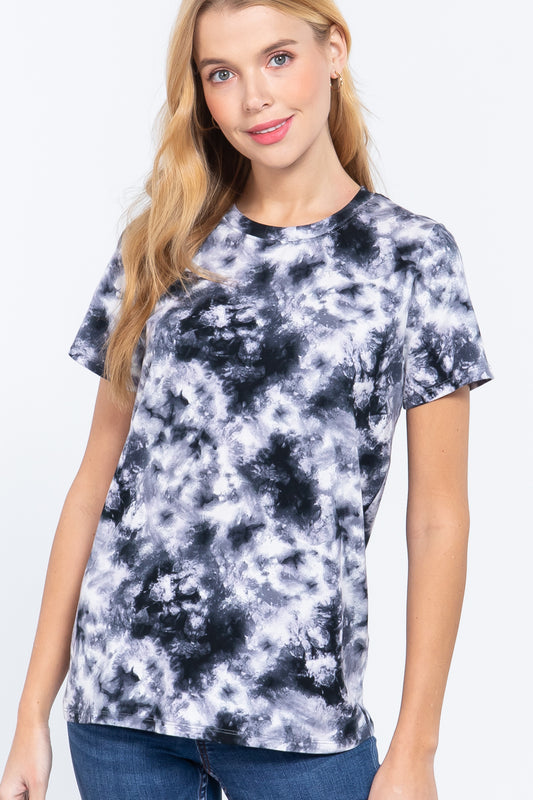 Short Slv Tie-dye Cotton Jersey Top - Absolute Fashion 2020