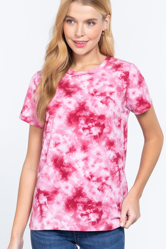Short Slv Tie-dye Cotton Jersey Top - Absolute Fashion 2020