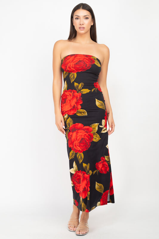 Floral Strapless Maxi Dress - Absolute Fashion 2020
