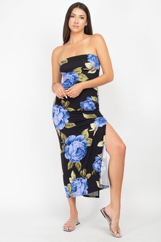 Floral Strapless Maxi Dress - Absolute Fashion 2020