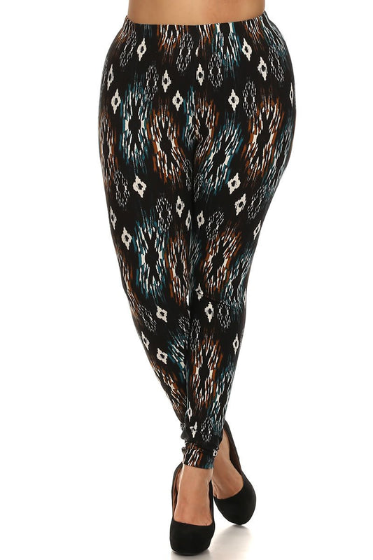 Tribal Print, Lined Leggings With Elastic Waist - Absolute Fashion 2020