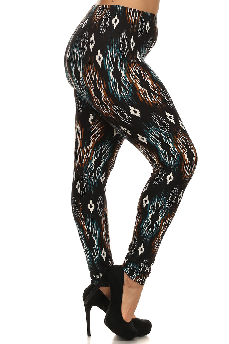 Tribal Print, Lined Leggings With Elastic Waist - Absolute Fashion 2020