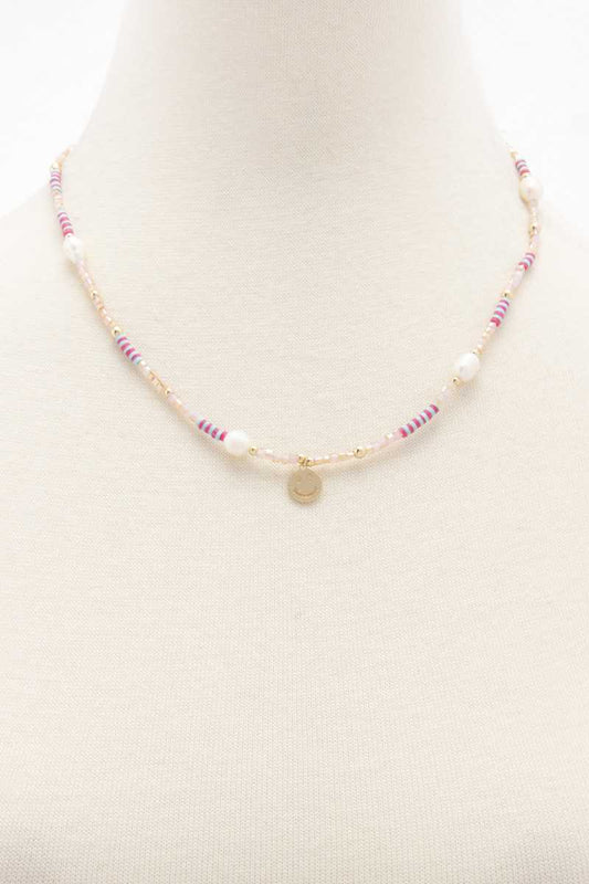 Happy Face Charm Pearl Beaded Necklace - Absolute Fashion 2020