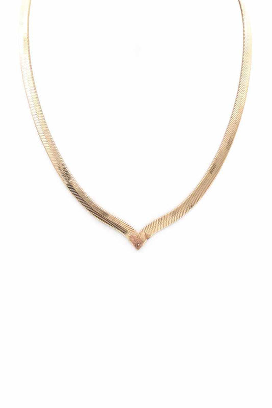 Herringbone Metal Chain V Necklace - Absolute Fashion 2020