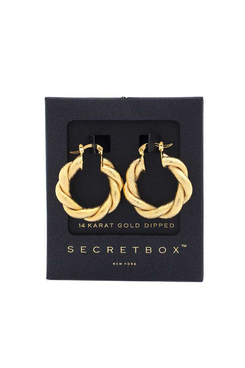 Twisted 14k Gold Dipped Hoop Earring - Absolute Fashion 2020