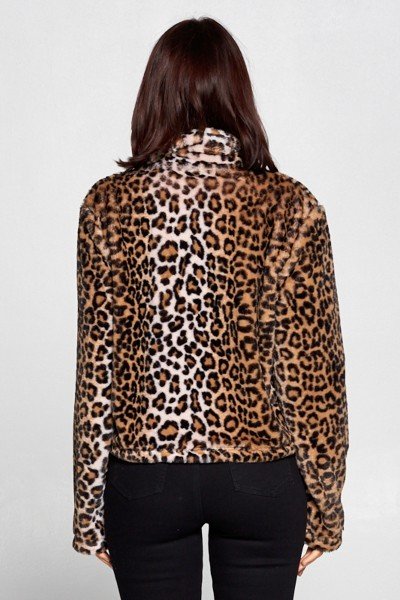 Short Open Front Leopard Print Collar Coat - Absolute Fashion 2020