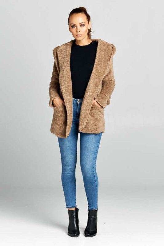 Hooded Fuzzy Fur Jacket - Absolute Fashion 2020
