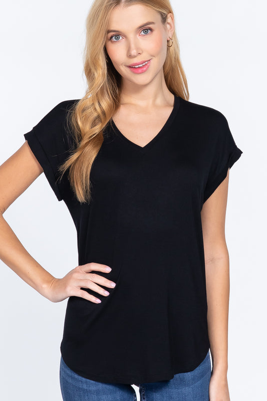 Dolman Slv V-neck Rayon Jersey Top - Absolute Fashion 2020