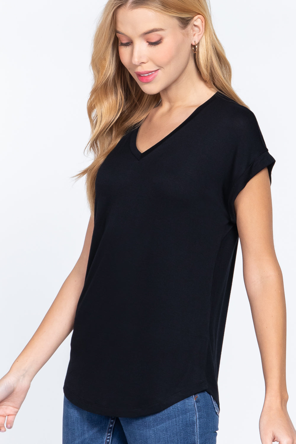 Dolman Slv V-neck Rayon Jersey Top - Absolute Fashion 2020