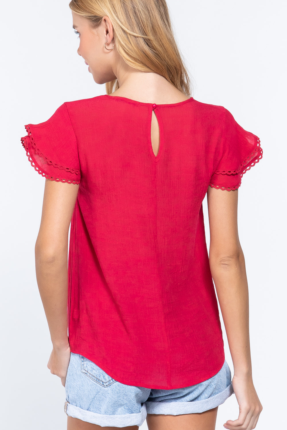 Short Cap Ruffl Slv Woven Top - Absolute Fashion 2020