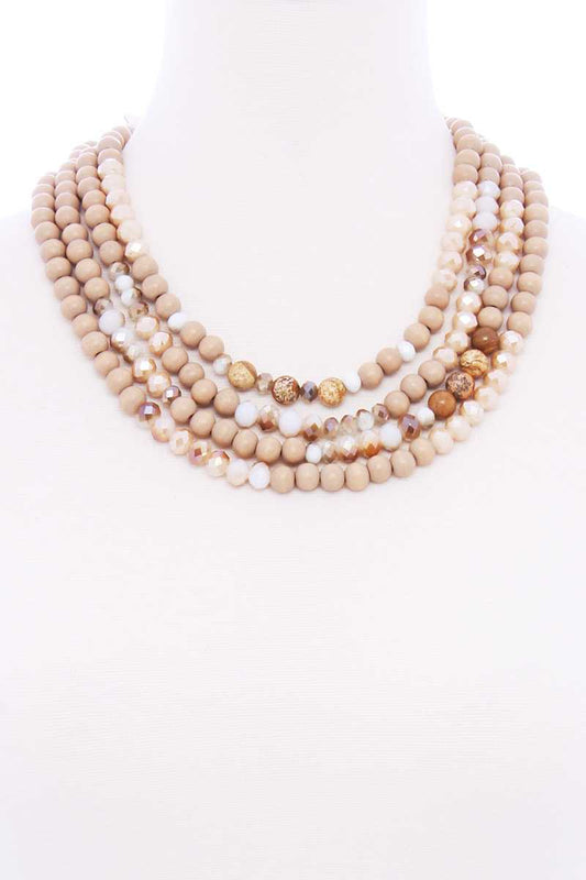Chunky 4 Layered Bead Multi Necklace - Absolute Fashion 2020