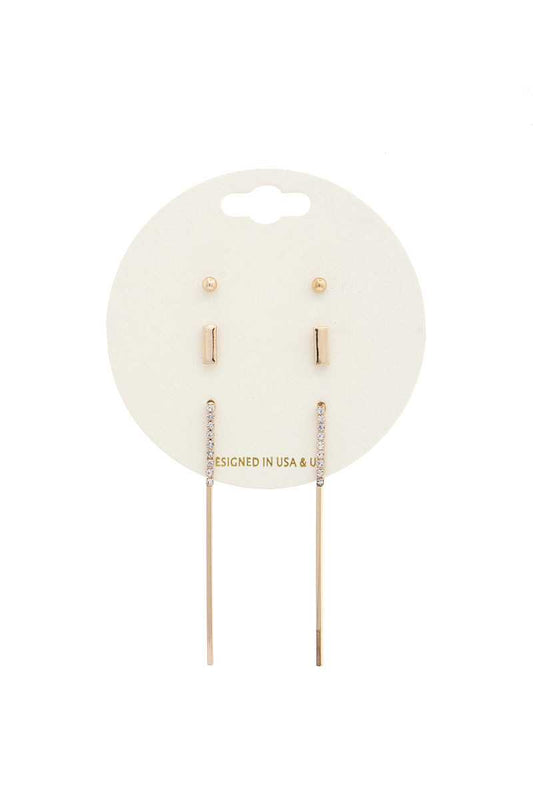 Thin Rhinestone Metal Earring - Absolute Fashion 2020