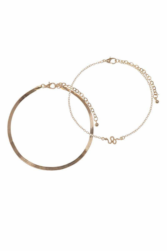 Snake Metal Chain 2 Pc Bracelet Set - Absolute Fashion 2020