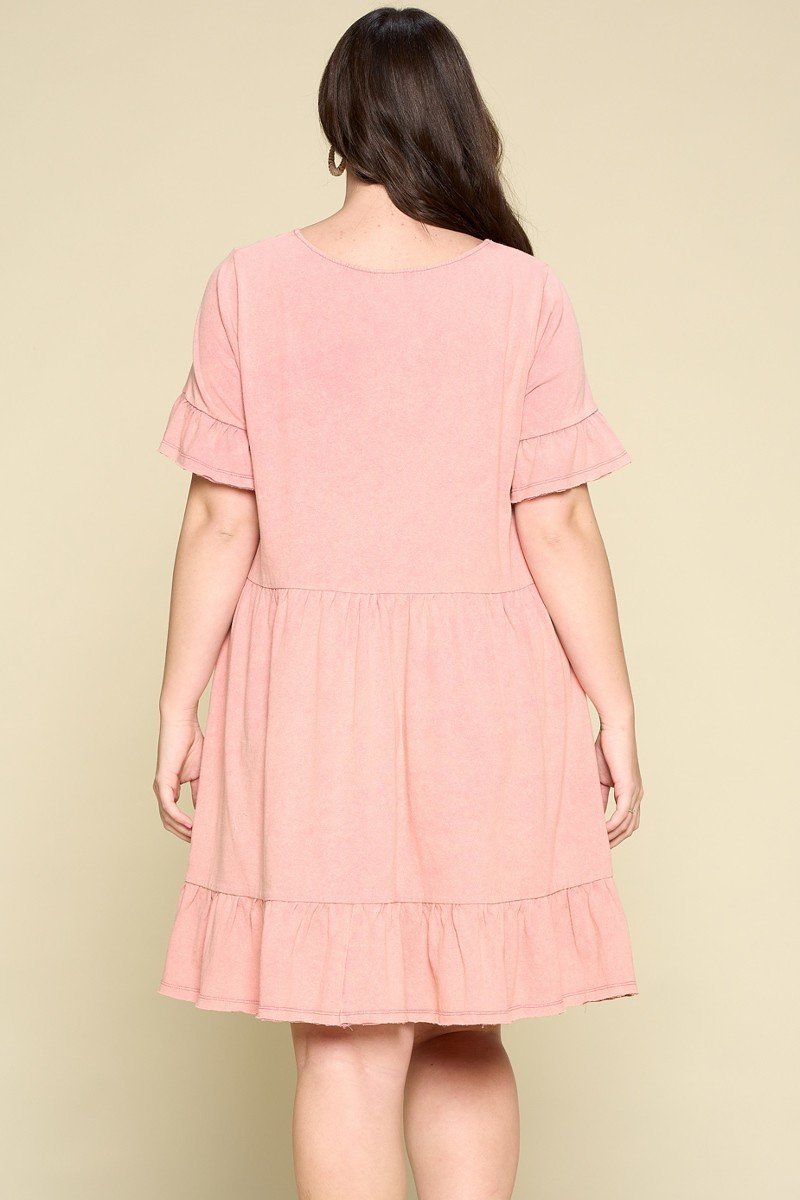 Solid Washed Knit Tiered Mini Dress - Absolute Fashion 2020