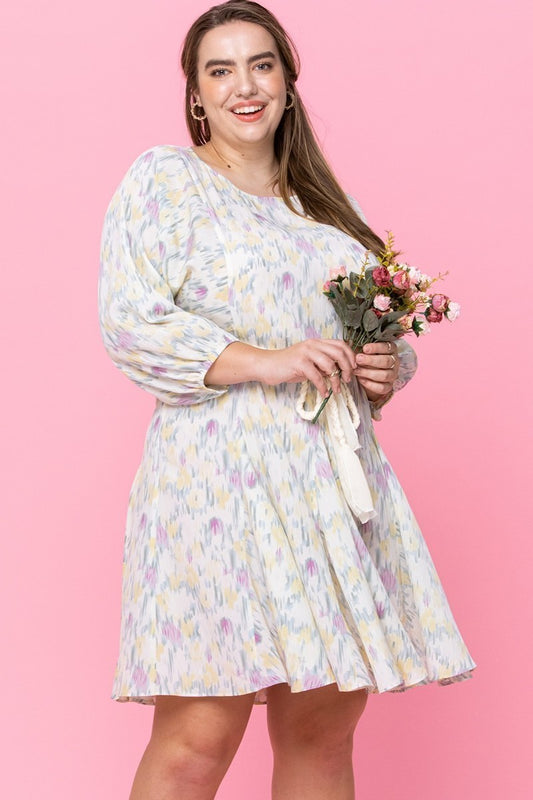 Abstract Printed Mini Swing Woven Dress - Absolute Fashion 2020