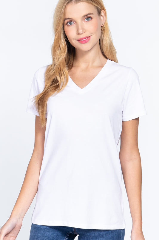 Short Sleeve V-neck Boxy Tee - Absolute Fashion 2020