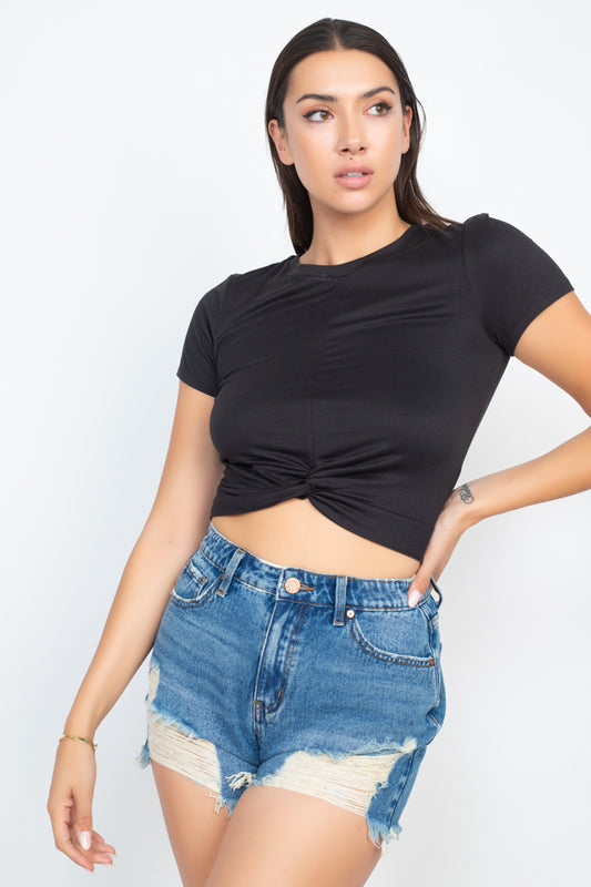 Twist-front Short Sleeve Top - Absolute Fashion 2020