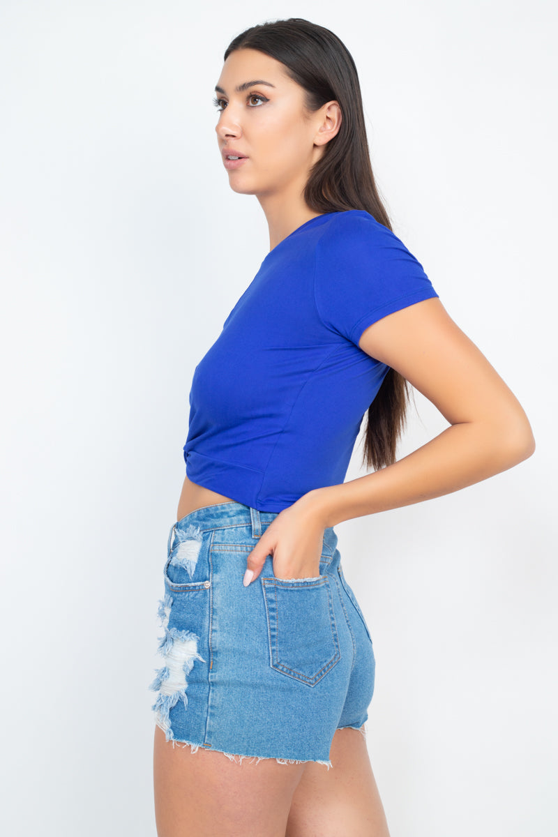 Twist-front Short Sleeve Top - Absolute Fashion 2020