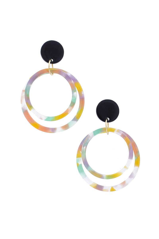 Acetate Double Circle Post Drop Earring - Absolute Fashion 2020