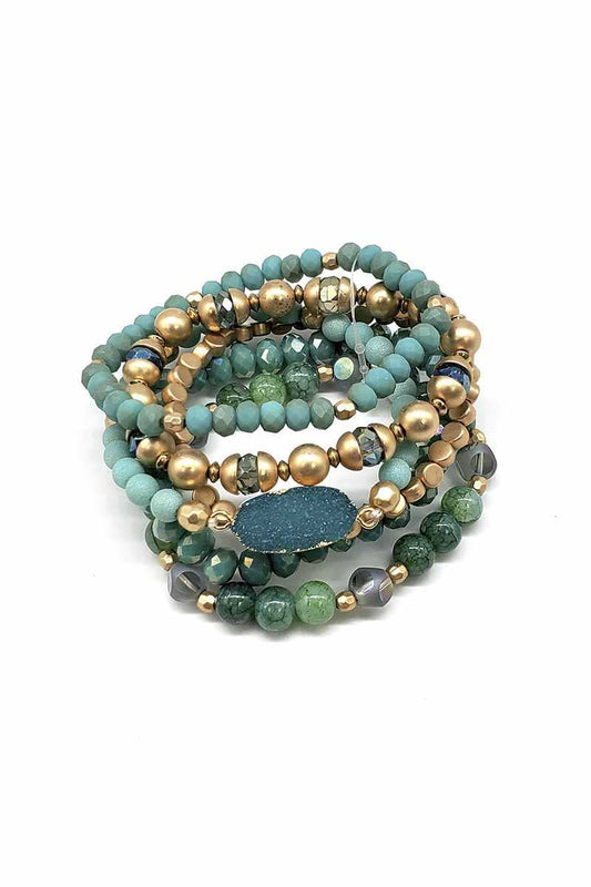 Druzy Crystal Natural Stone Bead Stretch Bracelet - Absolute Fashion 2020