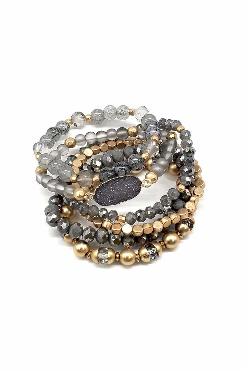 Druzy Crystal Natural Stone Bead Stretch Bracelet - Absolute Fashion 2020