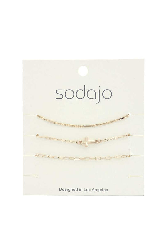 Sodajo Cross Charm Bracelet Set - Absolute Fashion 2020