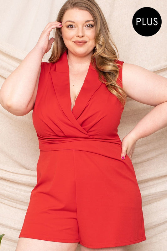 Collared Neck Plus Size Romper - Absolute Fashion 2020