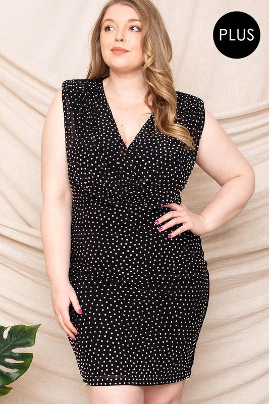 Translucent Rhinestone Plus Mini Dress - Absolute Fashion 2020