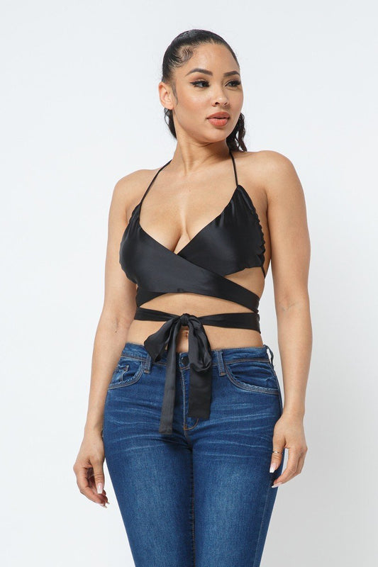 Satin Wrap Around Top - Absolute Fashion 2020