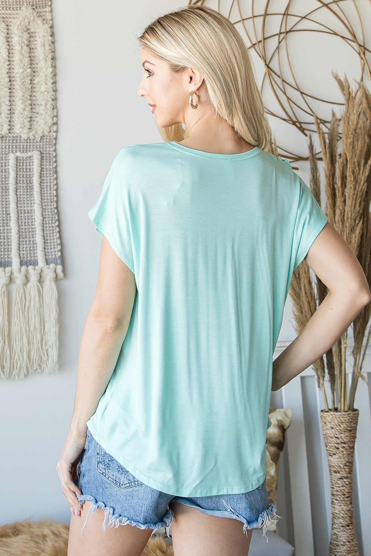 Short Sleeve V Neck Top - Absolute Fashion 2020