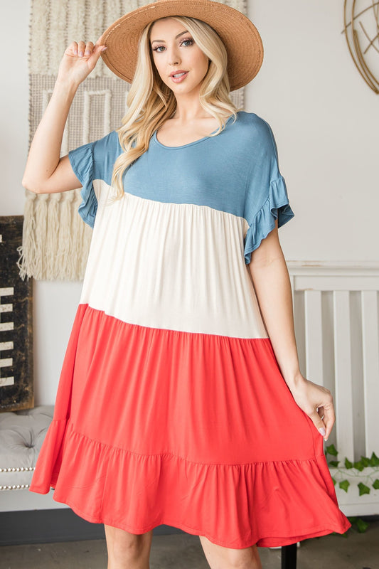 Tiered Colorblock Mini Dress - Absolute Fashion 2020