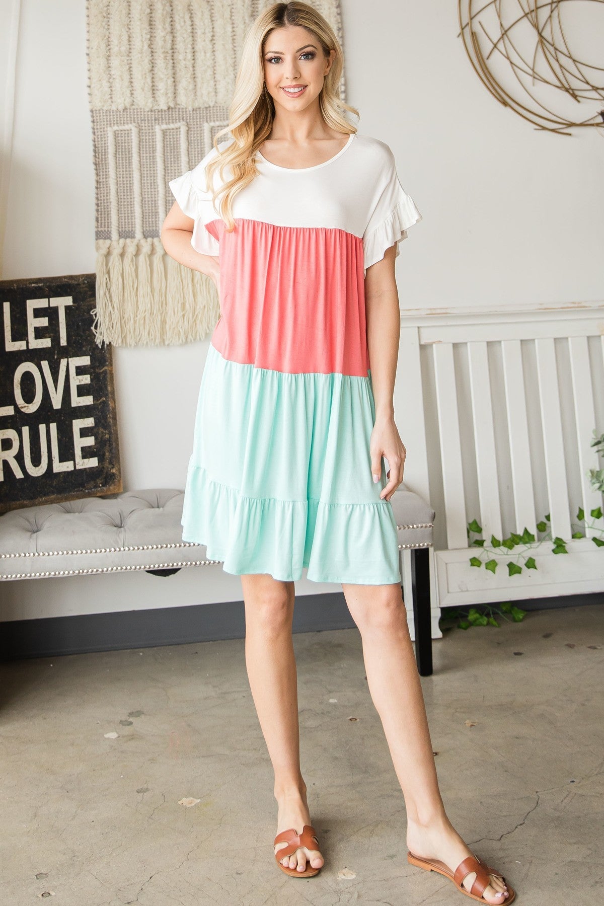 Tiered Colorblock Mini Dress - Absolute Fashion 2020