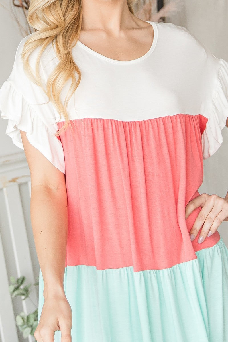 Tiered Colorblock Mini Dress - Absolute Fashion 2020