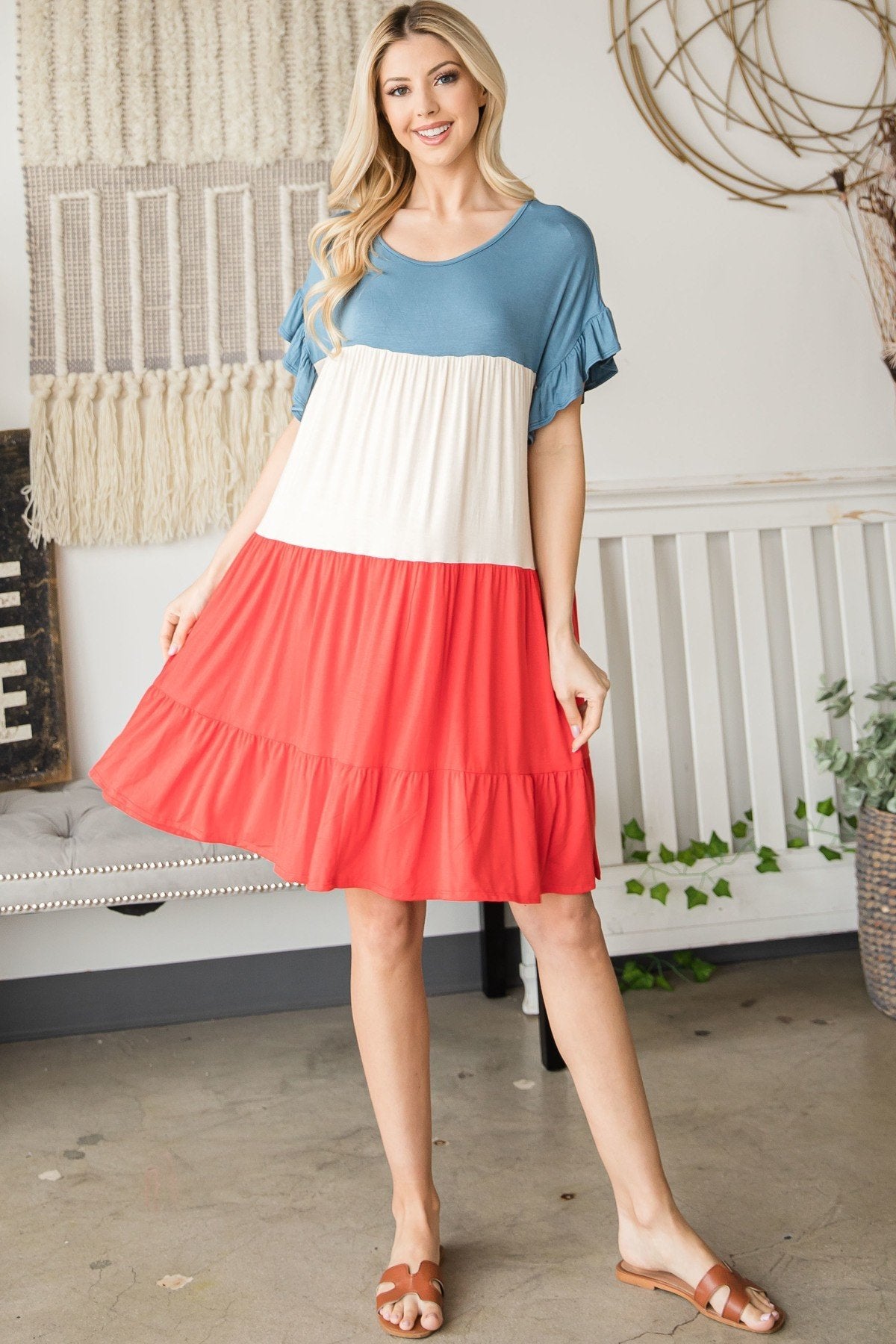 Tiered Colorblock Mini Dress - Absolute Fashion 2020