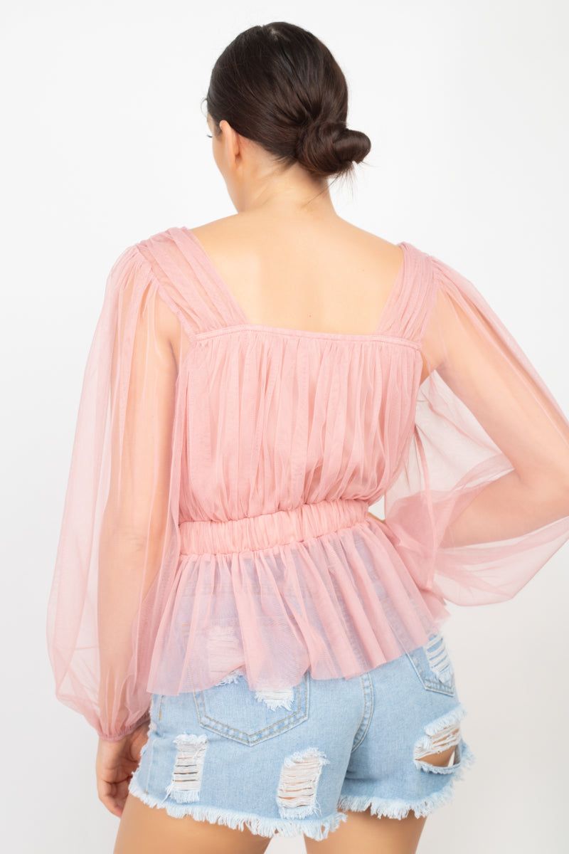 Sheer Mesh Crochet Peplum Top - Absolute Fashion 2020