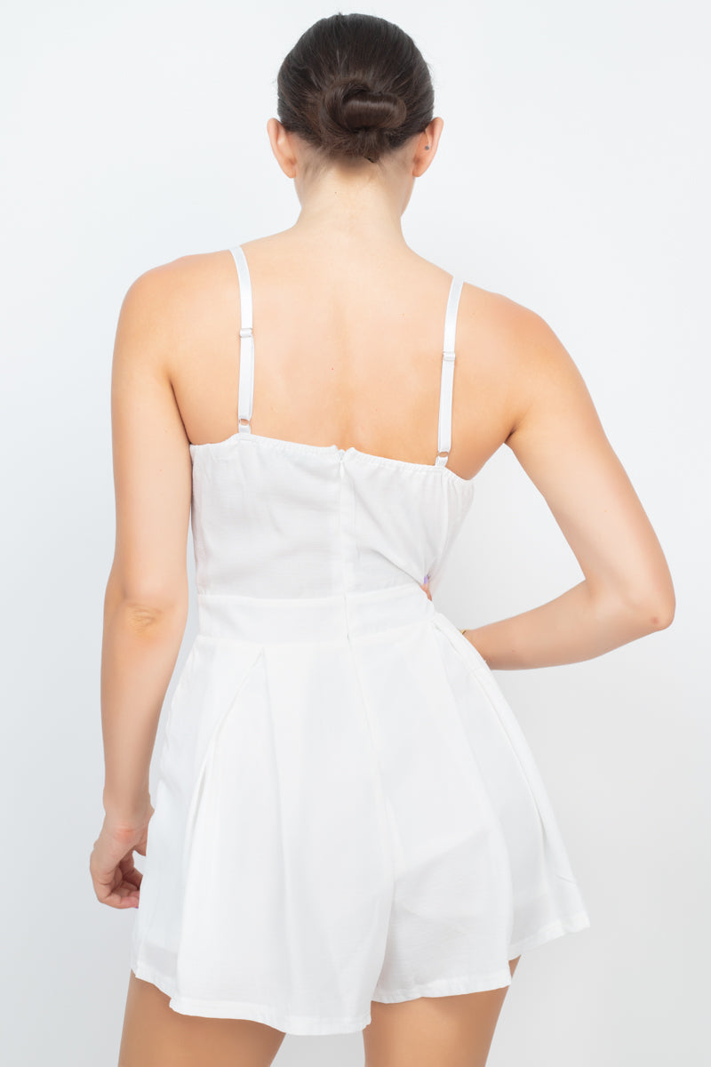 Cinched Zip Sweetheart Pleated Romper - Absolute Fashion 2020