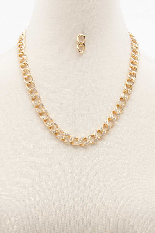 Rhinestone Curb Link Necklace - Absolute Fashion 2020